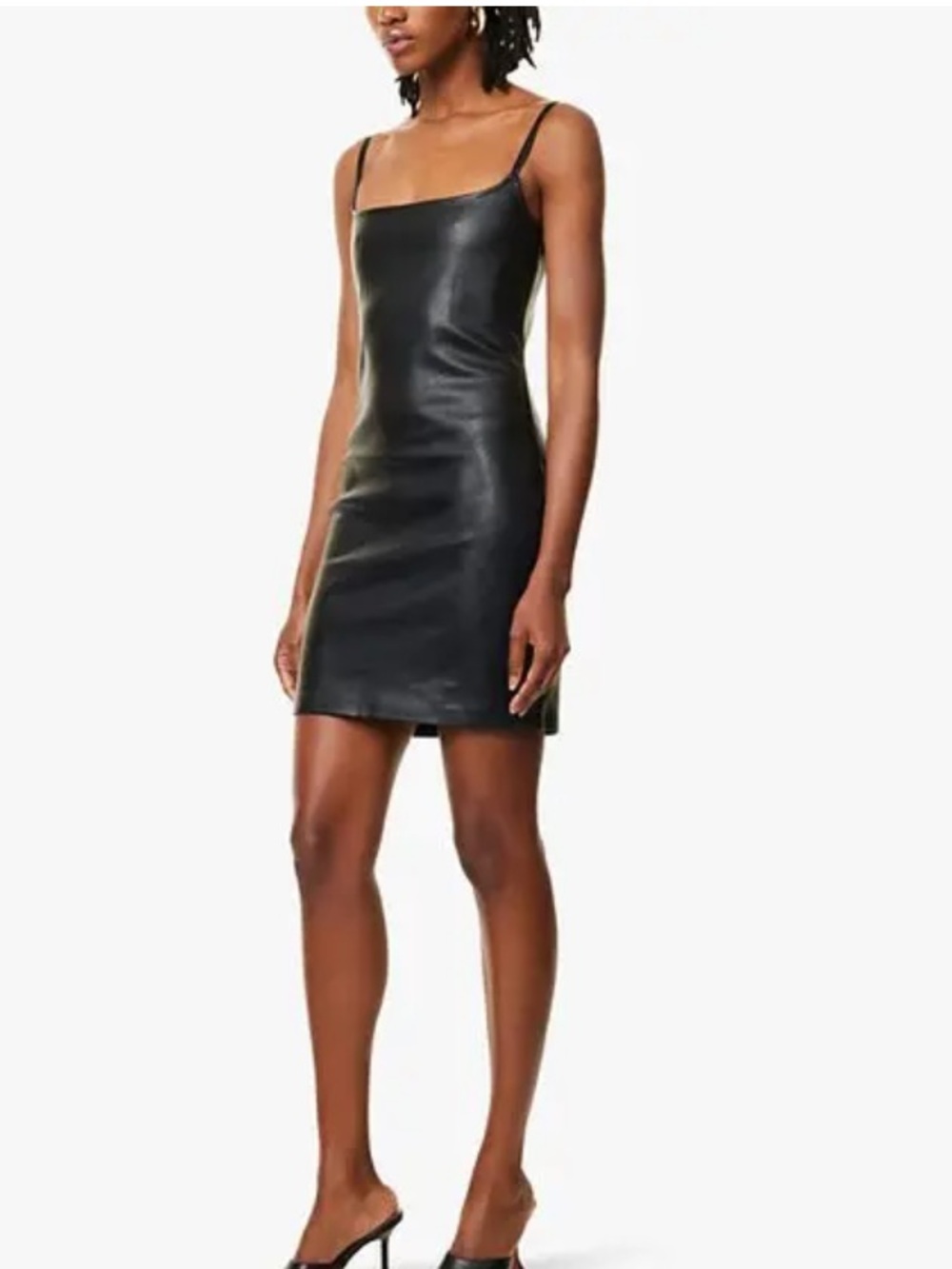 GOOD AMERICAN Faux Leather Cami Mini Dress in Black size 2XL